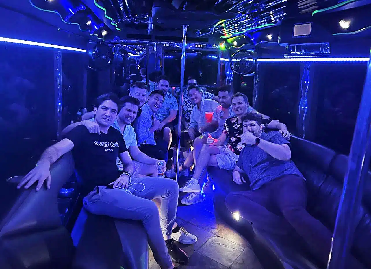 bachelor party on party bus